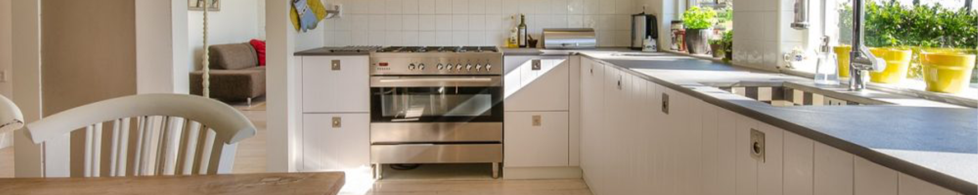 modern kitchen with windows